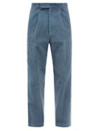 Le17septembre Homme - High-rise Pleated Cotton-corduroy Trousers - Mens - Blue