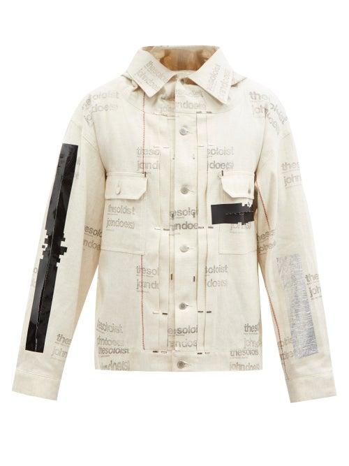 Mens Rtw Takahiromiyashita Thesoloist. - Back-slit Printed Canvas Hooded Jacket - Mens - Cream Multi