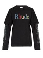 Matchesfashion.com Rhude - Logo Print Long Sleeved T Shirt - Mens - Black