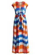 Matchesfashion.com Mara Hoffman - Katinka Gingham Tie Waist Crinkled Crepe Dress - Womens - Orange Multi