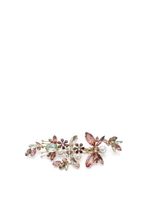 Matchesfashion.com Erdem - Crystal Embellished Floral Brooch - Womens - Pink