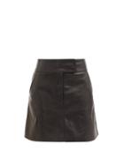 Matchesfashion.com Khaite - Giulia High-rise Leather Mini Skirt - Womens - Black