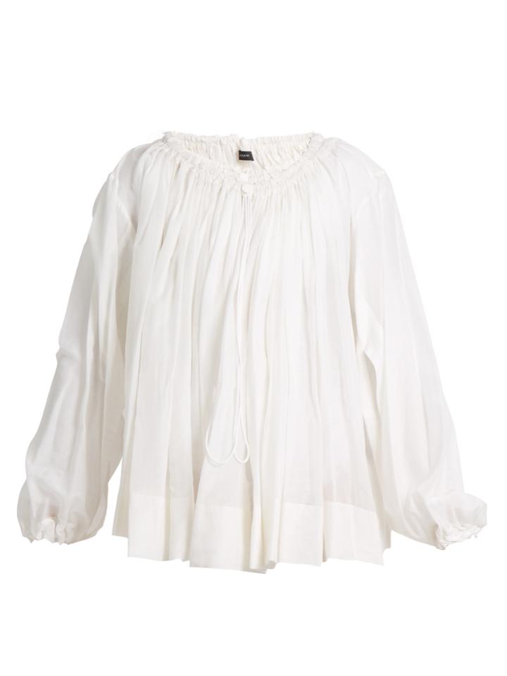 Joseph Drawstring-neck Cotton-blend Blouse