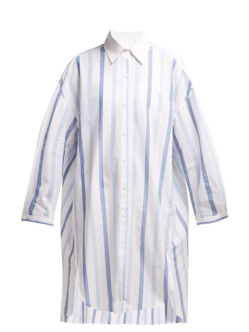 Matchesfashion.com Love Binetti - Fernando Striped Cotton Shirt Dress - Womens - Blue Stripe
