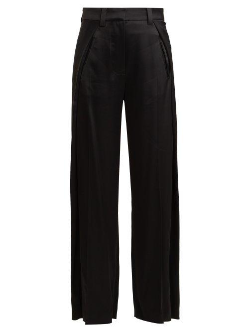 Matchesfashion.com Summa - Foldover Wide Leg Satin Trousers - Womens - Black