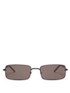 Matchesfashion.com Saint Laurent - Rectangular Frame Metal Sunglasses - Mens - Black