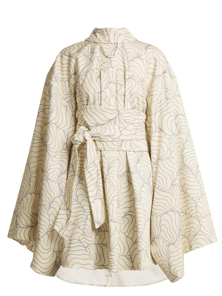 A.w.a.k.e. Wide Kimono-sleeve Abstract-print Dress