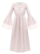 Ladies Rtw Giambattista Valli - Chantilly Lace-trim Cotton-poplin Midi Dress - Womens - Light Pink
