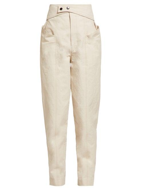Matchesfashion.com Isabel Marant - Lixy Belted High Rise Tapered Trousers - Womens - Beige
