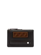 Matchesfashion.com Fendi - Logo Leather Pouch - Mens - Black Brown