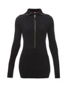 Gauge81 - Soro Zipped Ribbed-knit Merino Mini Dress - Womens - Black