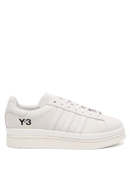 Matchesfashion.com Y-3 - Hicho Exaggerated-sole Leather Trainers - Mens - White