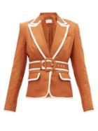 Matchesfashion.com Zimmermann - Super Eight Belted Linen Jacket - Womens - Light Brown