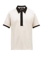 Matchesfashion.com Dunhill - Knitted Trim Cotton Jersey Polo Shirt - Mens - White