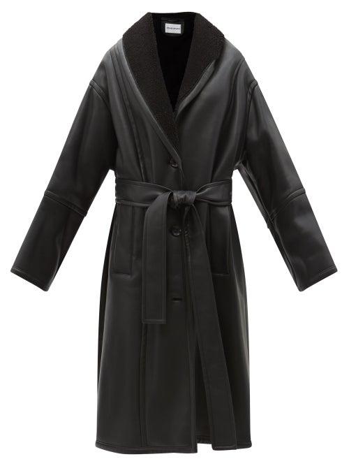 Stand Studio - Dolores Faux Shearling Leather Belted Coat - Womens - Black