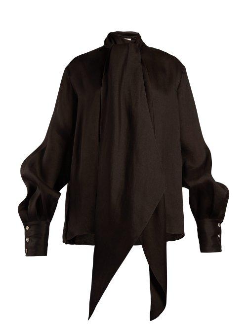 Matchesfashion.com The Row - Asta Pussy Bow Silk Blouse - Womens - Black