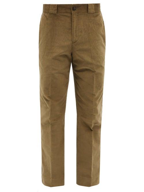 Erdem - Benedict Velvet-corduroy Straight-leg Trousers - Mens - Green