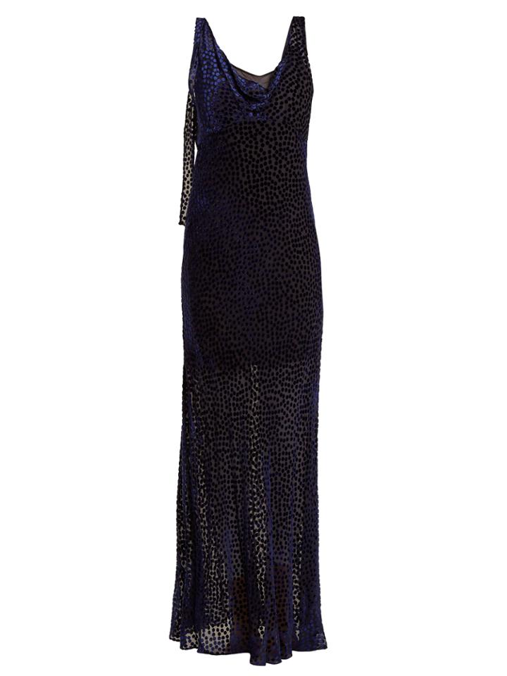 Diane Von Furstenberg Polka-dot Fil-coup Cowl-neck Gown