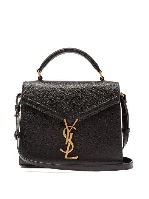 Matchesfashion.com Saint Laurent - Cassandra Mini Ysl Grained-leather Cross-body Bag - Womens - Black