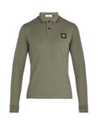 Matchesfashion.com Stone Island - Long Sleeved Stretch Cotton Piqu Polo Shirt - Mens - Khaki