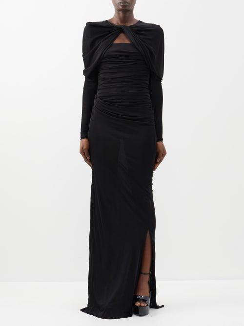 Saint Laurent - Cutout Side-slit Jersey Gown - Womens - Black