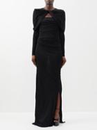 Saint Laurent - Cutout Side-slit Jersey Gown - Womens - Black