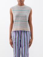 Caro Editions - Fair Isle Wool Vest - Womens - Grey Multi