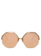 Matchesfashion.com Linda Farrow - Oversized Hexagonal Frame Sunglasses - Womens - Rose Gold