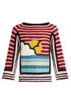Redvalentino Sunset-motif Striped Crochet Top