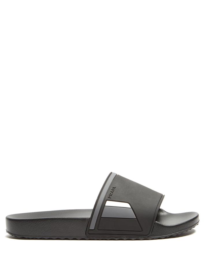 Prada Tri-colour Logo-debossed Slides