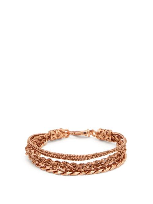 Matchesfashion.com Emanuele Bicocchi - Braided And Curb-chain Rose-gold Plated Bracelet - Mens - Gold