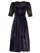 Rebecca Taylor Organza-yoke Ruched Velvet Dress