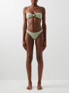 Hunza G - Flora Crinkle-knit Bandeau Bikini - Womens - Sage
