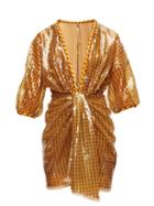 Matchesfashion.com Fendi - Sequinned Plunge-neck Mini Dress - Womens - Brown Print