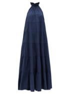 Matchesfashion.com Rhode - Julia Ruffled Cotton-poplin Dress - Womens - Navy