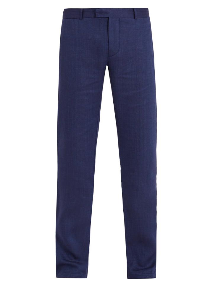 Frescobol Carioca Mid-rise Linen-blend Trousers