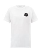 Matchesfashion.com Moncler - Crystal-embellished Logo-patch Cotton T-shirt - Womens - White Black