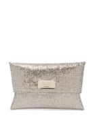 Matchesfashion.com Galvan - Logo-plaque Glitter-satin Clutch - Womens - Gold