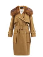 Khaite - Nedding Faux-fur Collar Cotton-gabardine Coat - Womens - Tan