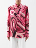 Pucci - Abstract-print Silk-twill Shirt - Womens - Pink Print