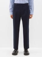 Maison Margiela - Four Stitches Pleated Wool-blend Trousers - Mens - Navy