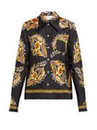 Matchesfashion.com Gucci - Floral Print Silk Twill Shirt - Womens - Black Gold