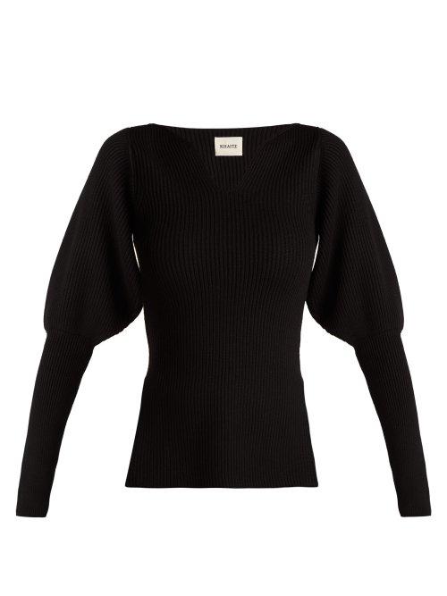 Matchesfashion.com Khaite - Selena Puff Shoulder Sweater - Womens - Black