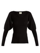 Matchesfashion.com Khaite - Selena Puff Shoulder Sweater - Womens - Black