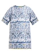 Matchesfashion.com Marques'almeida - Peacock Jacquard T Shirt Dress - Womens - Blue Multi
