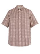 Matchesfashion.com Valentino - Optical Print Cotton Shirt - Mens - Burgundy