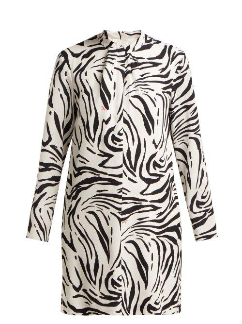 Matchesfashion.com Msgm - Zebra Print Mini Dress - Womens - Black White