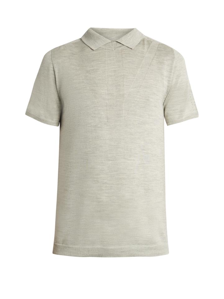 Wooyoungmi No-button Wool And Silk-blend Polo Shirt