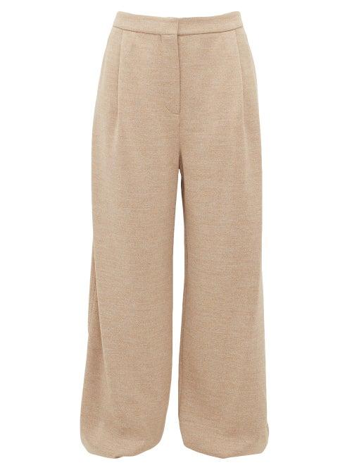 Matchesfashion.com Roksanda - Kaura Wool Mouline Jersey Trousers - Womens - Beige