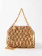 Stella Mccartney - Falabella Crystal-embellished Satin Clutch Bag - Womens - Gold
